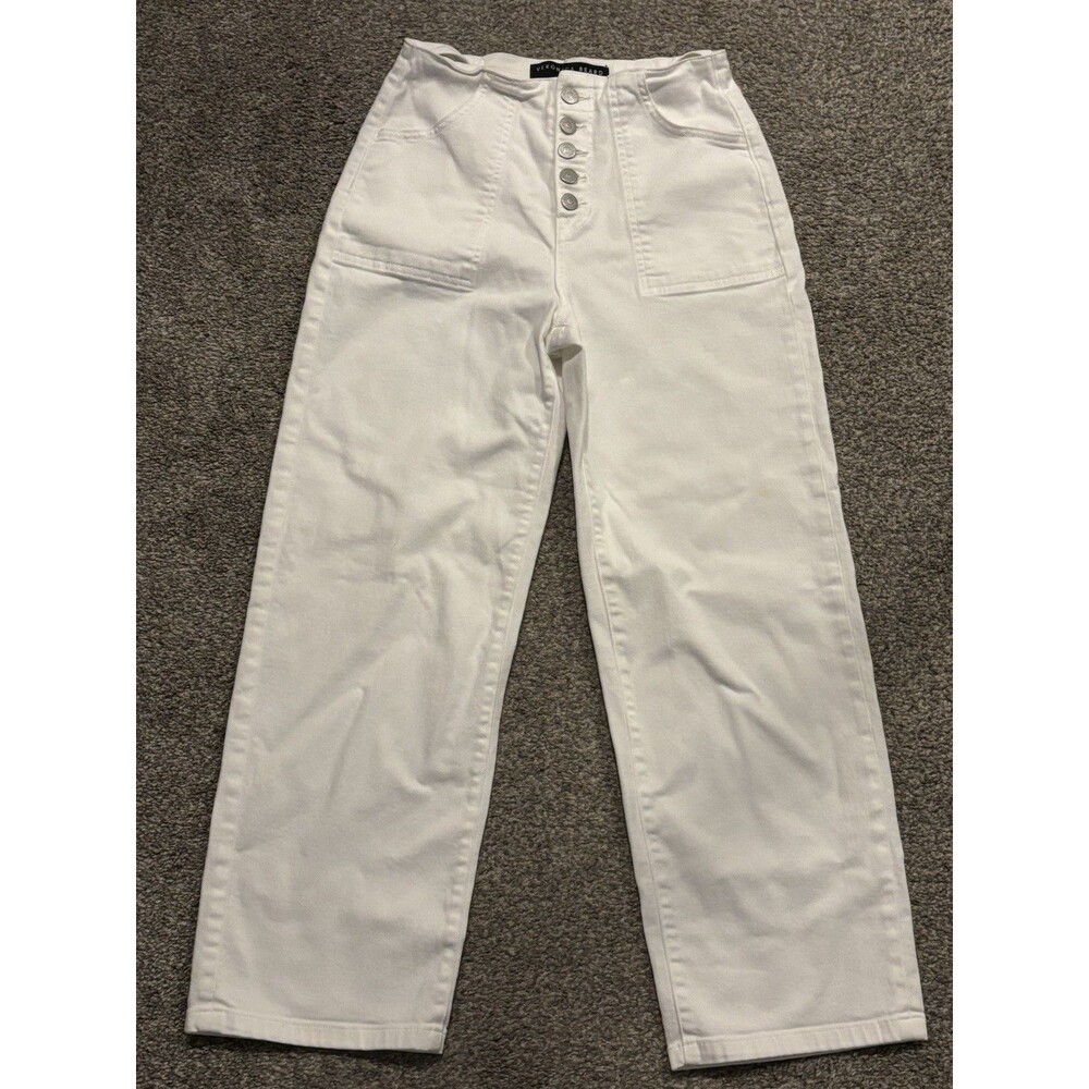 Veronica Beard Crosbie Crop High‎ Rise Wide Leg White Jeans Women’s Sz 25